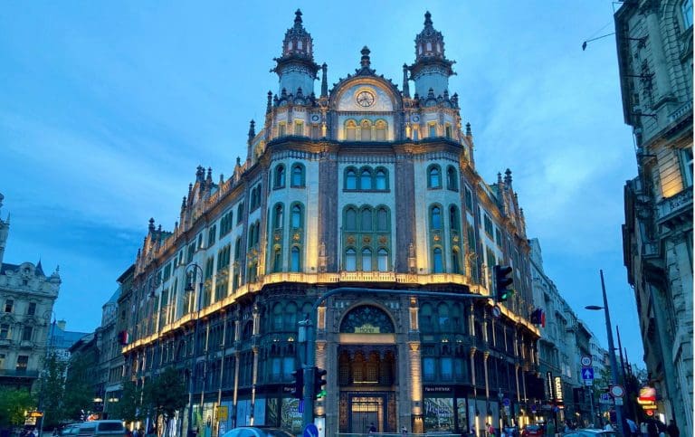 Budapest grand buildings at  night